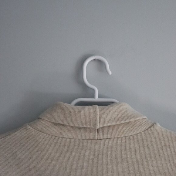 Uniqlo Womens Sz S Cream Ribbed Thermal Fleece Soft Turtleneck Pullover Sweater - Picture 6 of 11